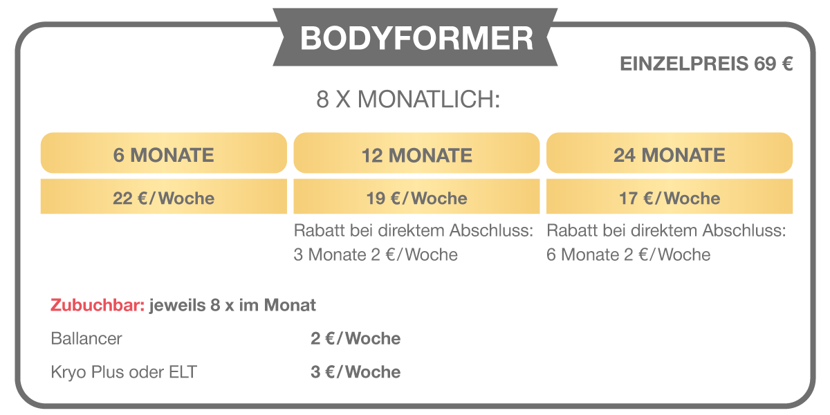 Die BodyFormer Tarife im Sonnenstudio Beautiful Day Dreieich